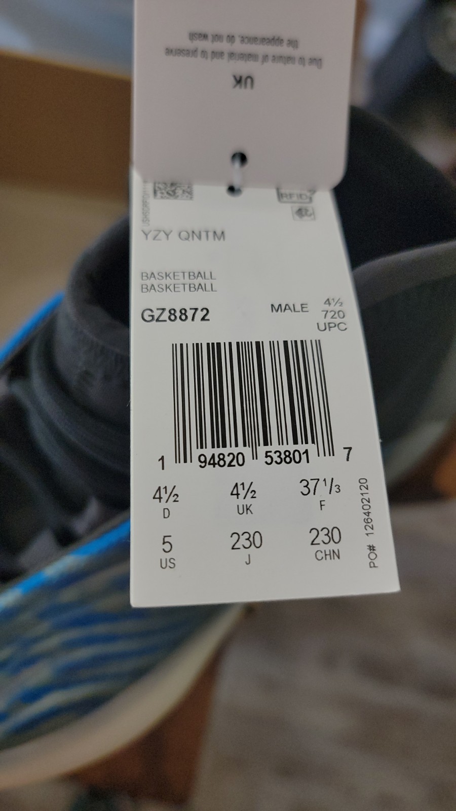 Adidas Yeezy Quantum ‘Frozen Blue’ GZ8872 New Size 5