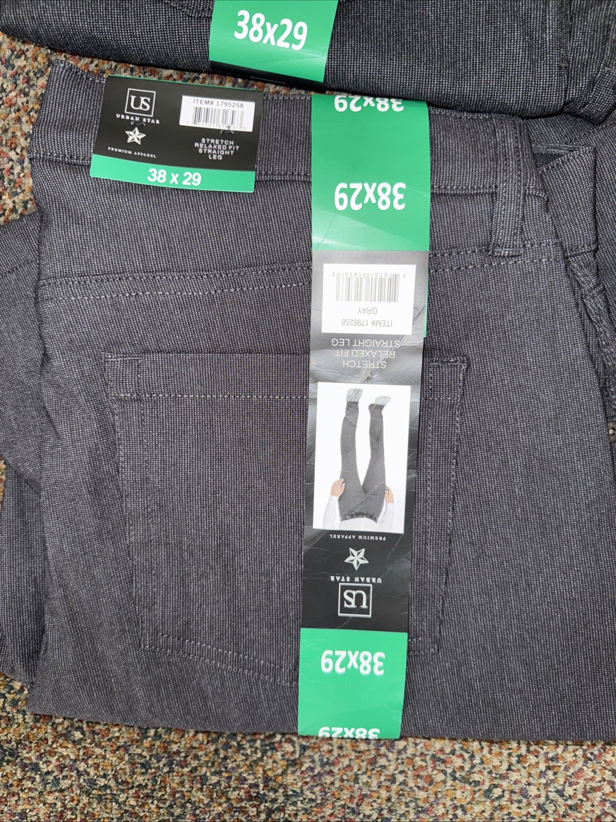 Urban Star Stretch Relaxed Fit Straight Leg Pants BLACK |GRAY 1795258 PICK SIZE