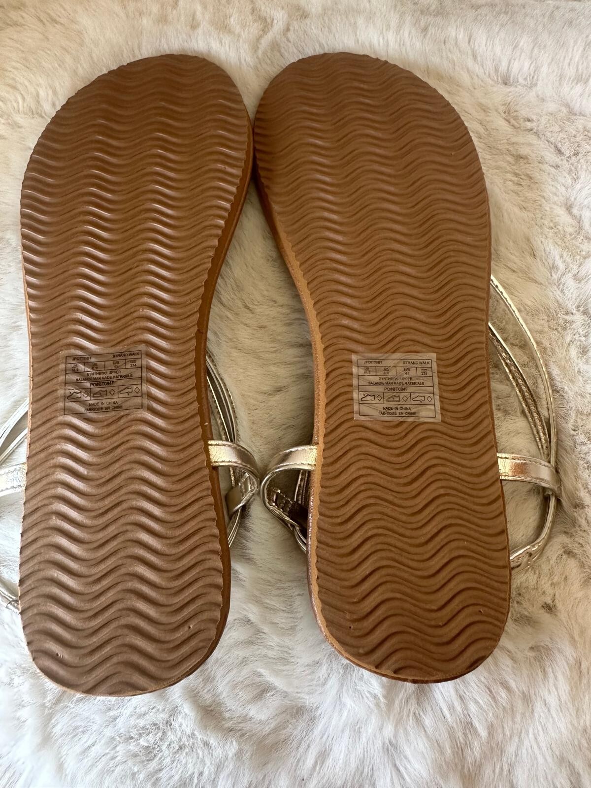 Billabong Strand Walk Sandals Womens 10 Platinum Strappy Thong Beach Boho