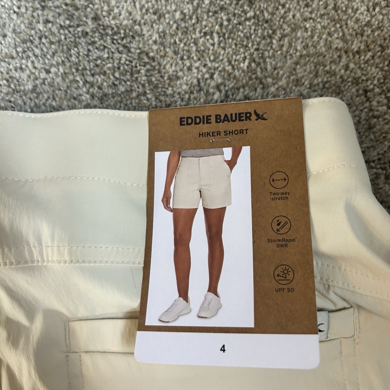 Eddie Bauer Women’s Cream 2 Way Stretch Hiker Shorts Size 4 UPF50 NWT