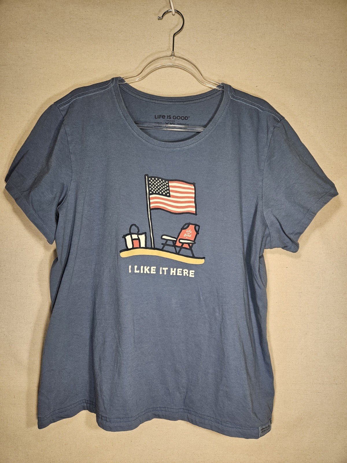Life Is Good I LIKE IT HERE Women’s XXL Blue Crew Neck Short Sleeve T-Shirt