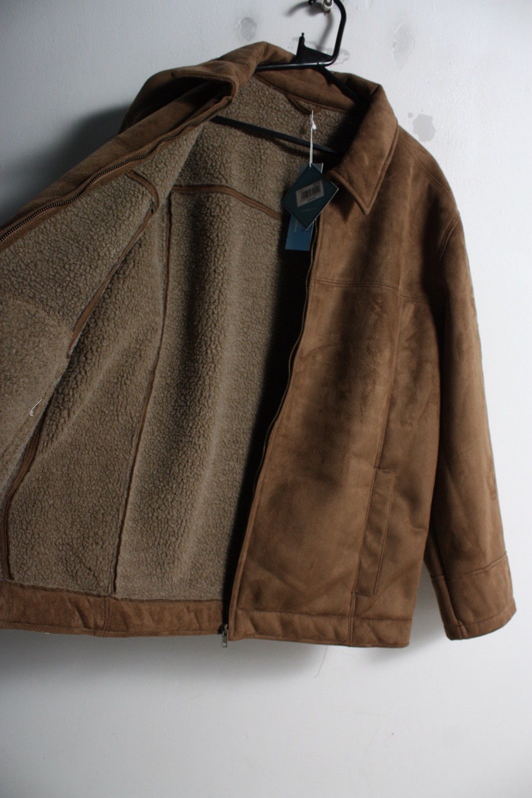 Greenwoods Mens Faux Suede Jacket Brown – Size Large L (G17) New
