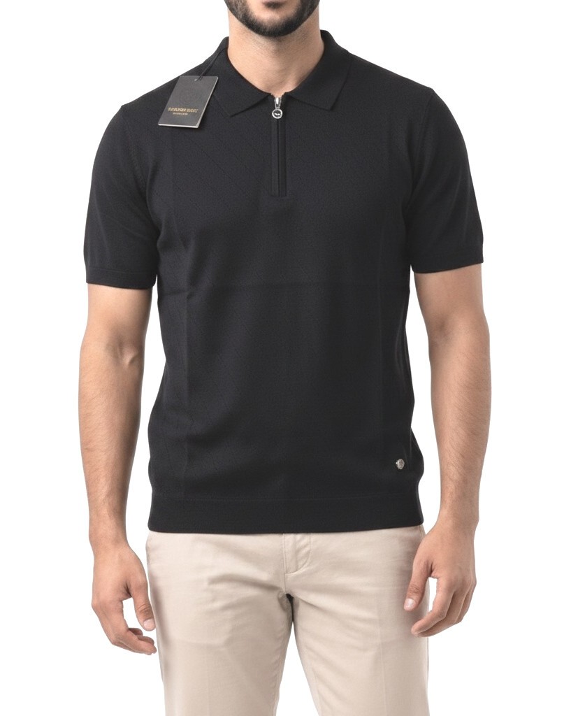 Stefano Ricci Men T Shirt Polo Neck T-Shirt Half-Zip Cotton Material size XLarge