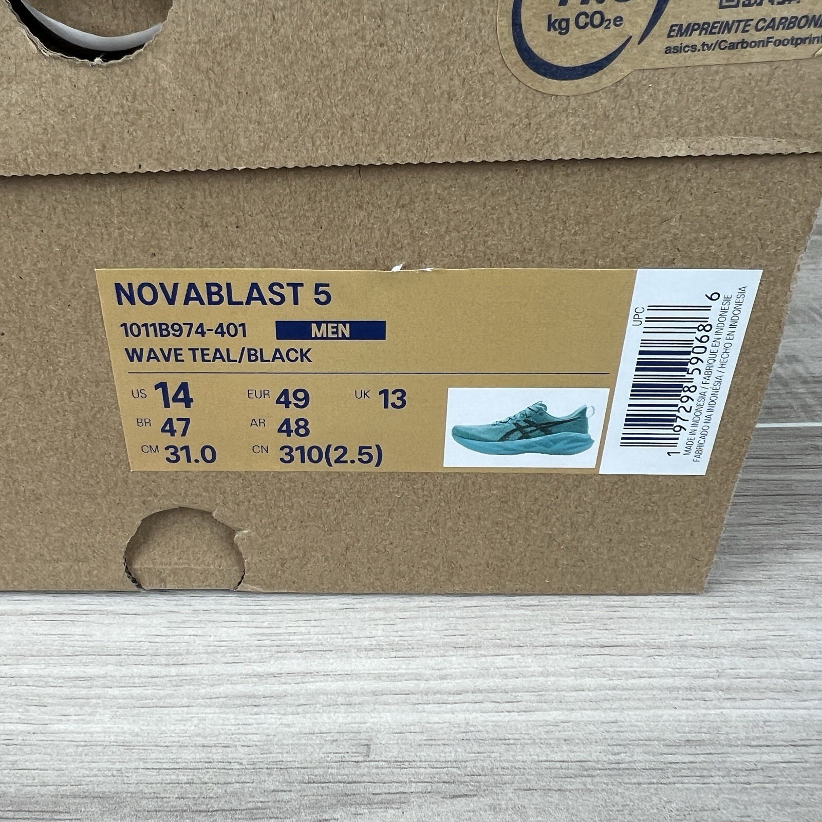 ASICS Novablast 5 1011B974-401 Wave Teal Black Men’s Running Shoes Mens Sz 14