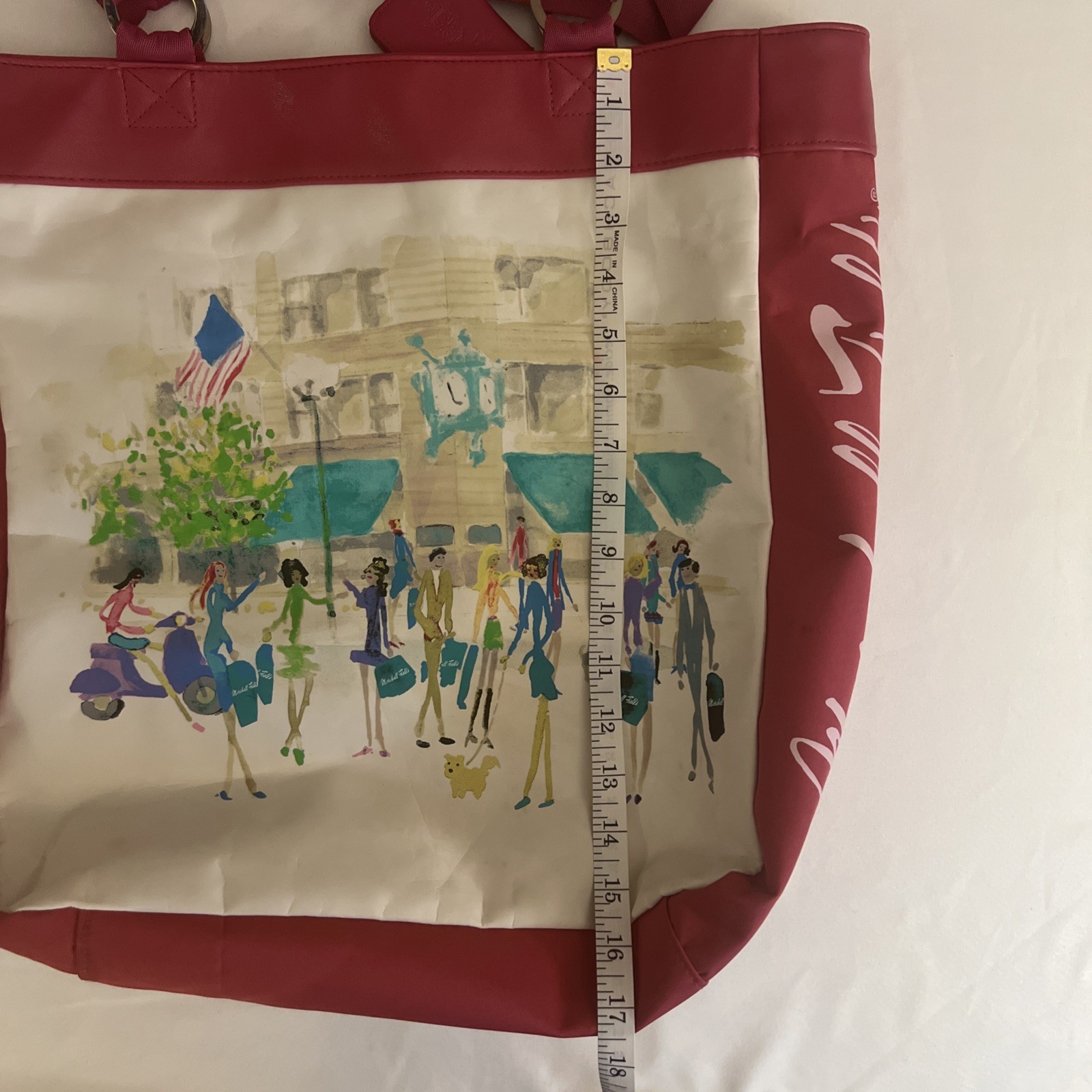 Vintage Marshall Field’s Dark Pink Canvas Tote w/ Photo Keychain Inside Pocket