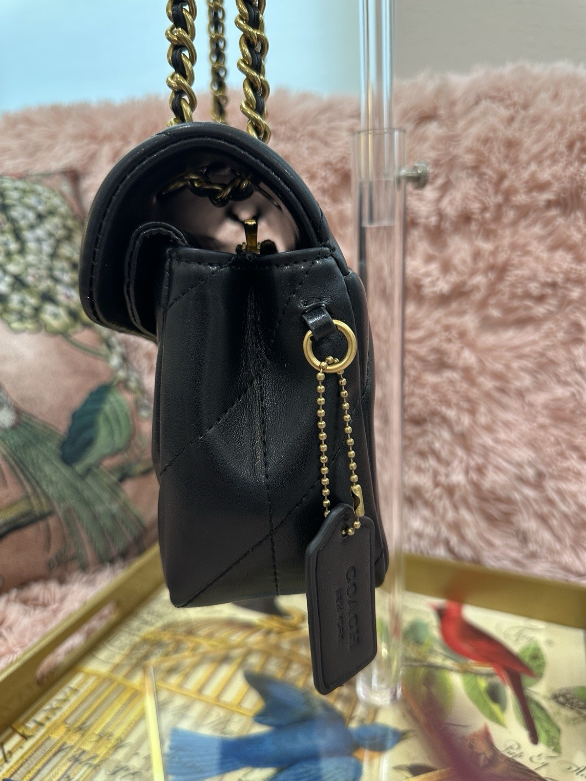 Coach Black Quilted Tabby 26 w/ Gold Chain Strap EUC