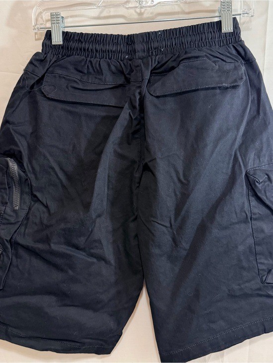Urban Man Long Length Elastic Waist with Drawstring Black Cargo Shorts XS – XL