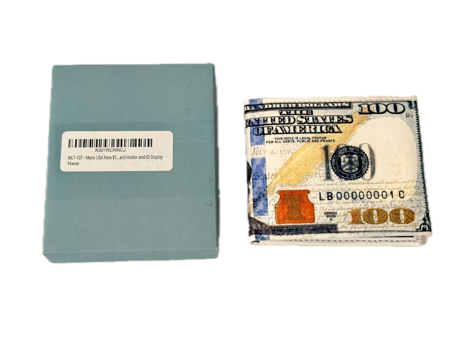 Tems Men’s Wallet $100 Dollar Bill Vegan Leather Bifold Flip ID WLT-107