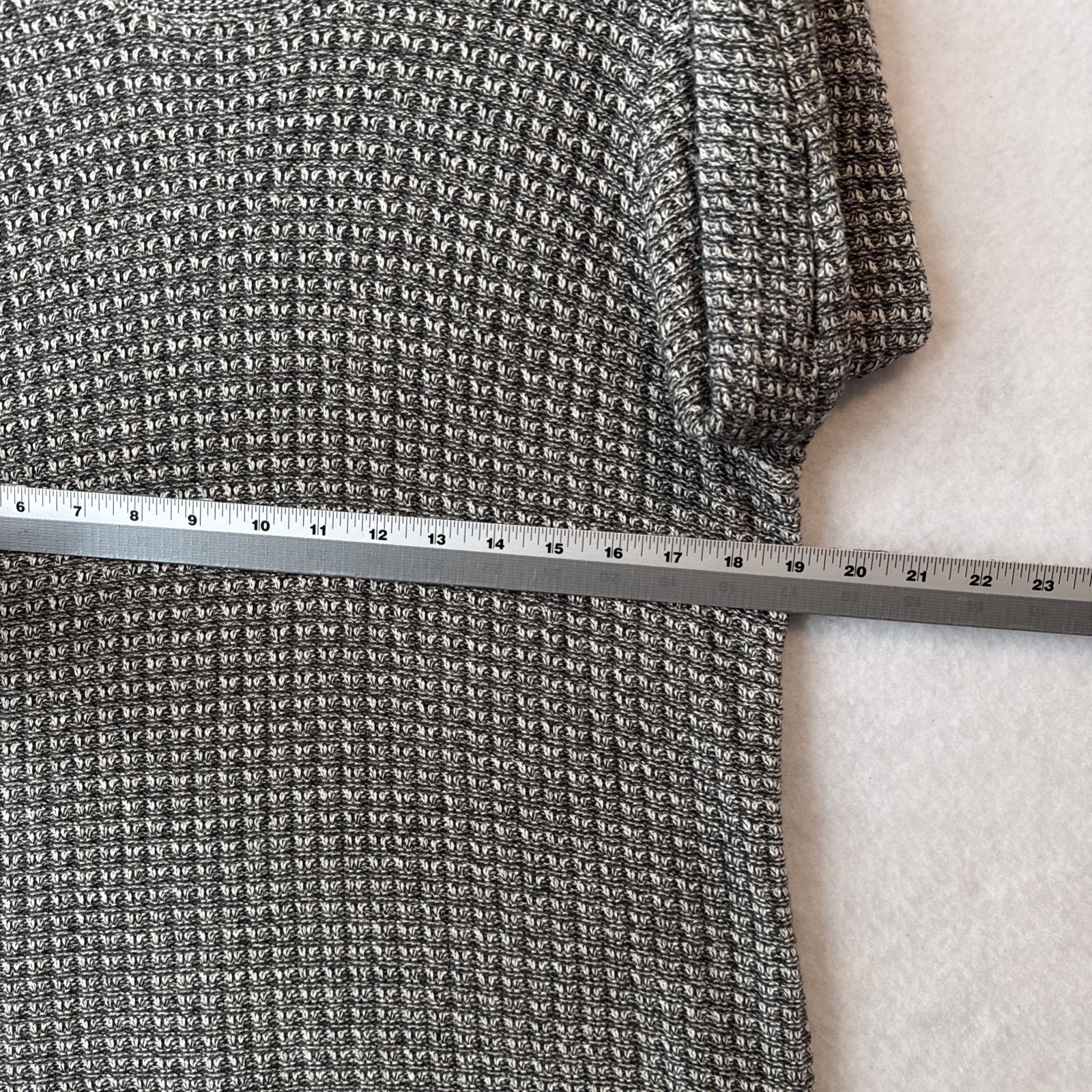 Jeanne Pierre Waffle Knit Curved Hem Pullover Sweater Women’s XL Combo Gray Chic