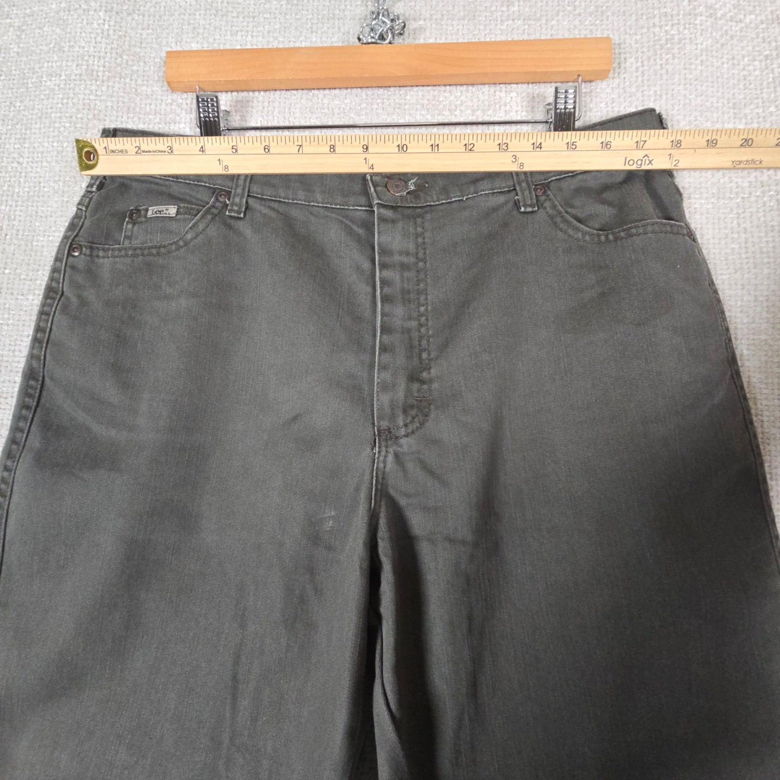 Lee Womens Relaxed Straight Leg Pants Charcoal Gray Stretch Size 16M 3052035