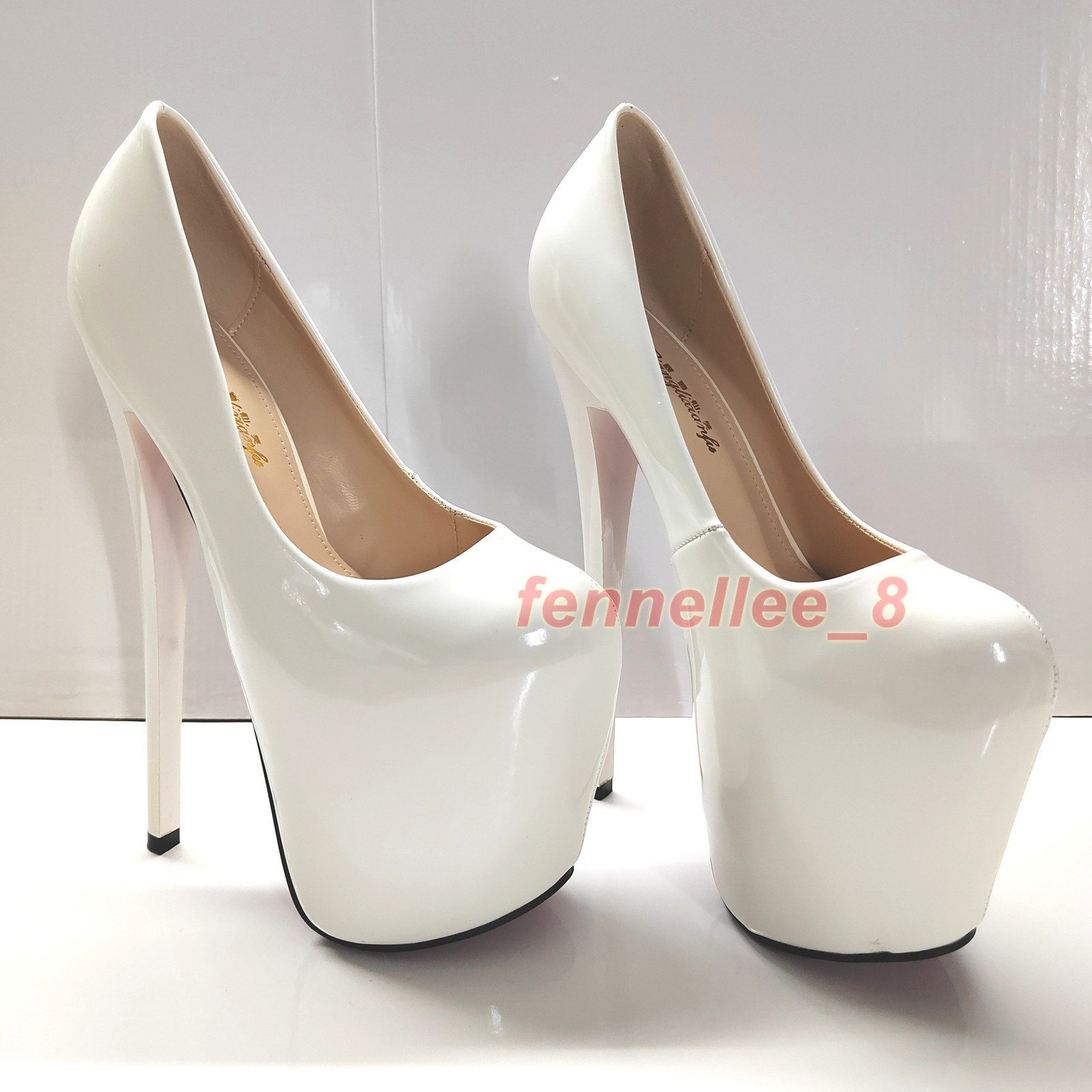 19cm Super High Stiletto Heel Platform Patent Leather Women Pumps Nightclub Sexy