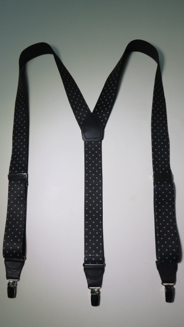 NEW “Y” Style 1-1/2″ Wide Men’s Suspenders. Jaquards White Dots JB460. USA Made.