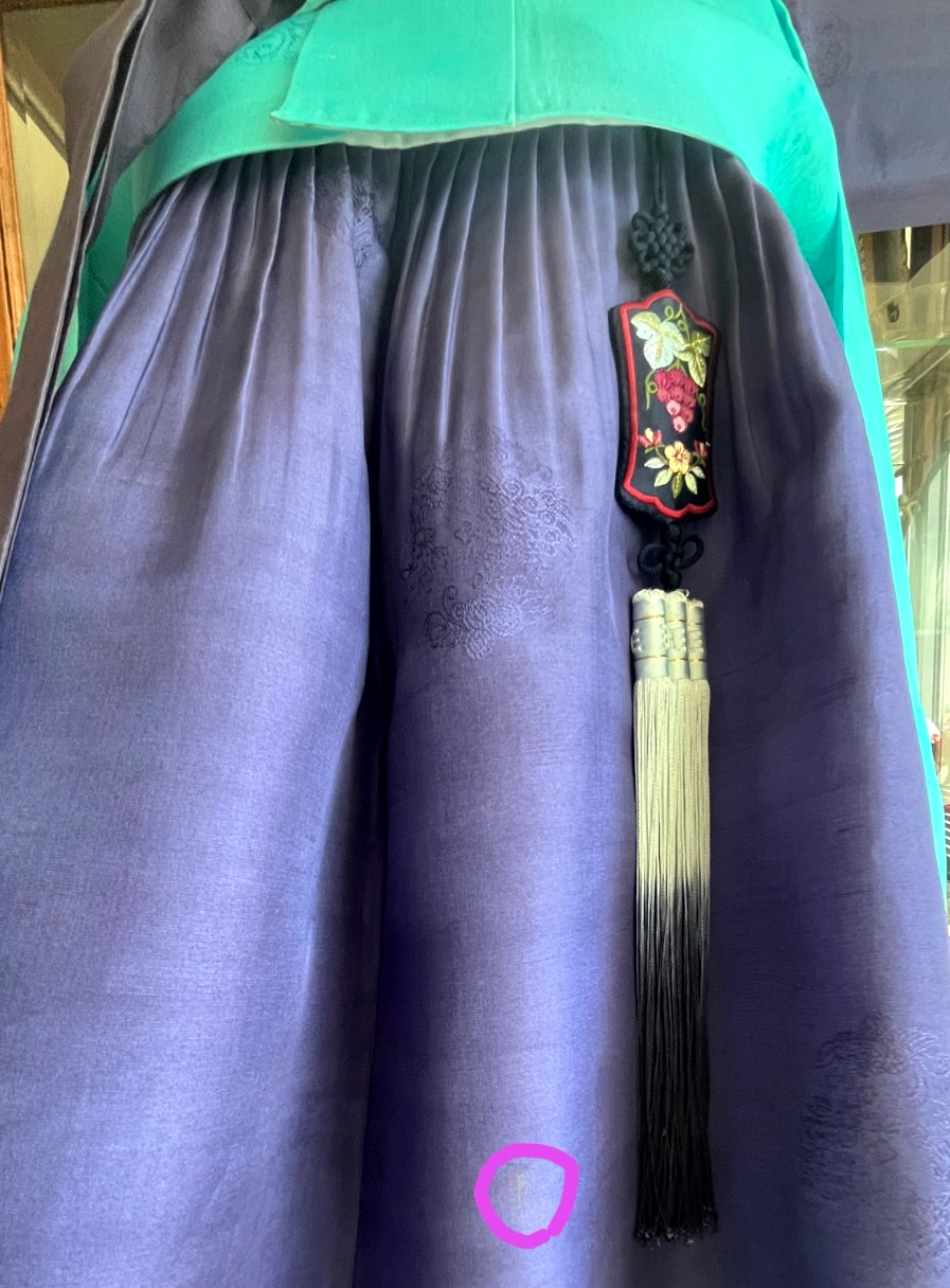 Premium Silk Traditional Korean Hanbok Dress–Mint & Purple / Petticoat /Hand bag