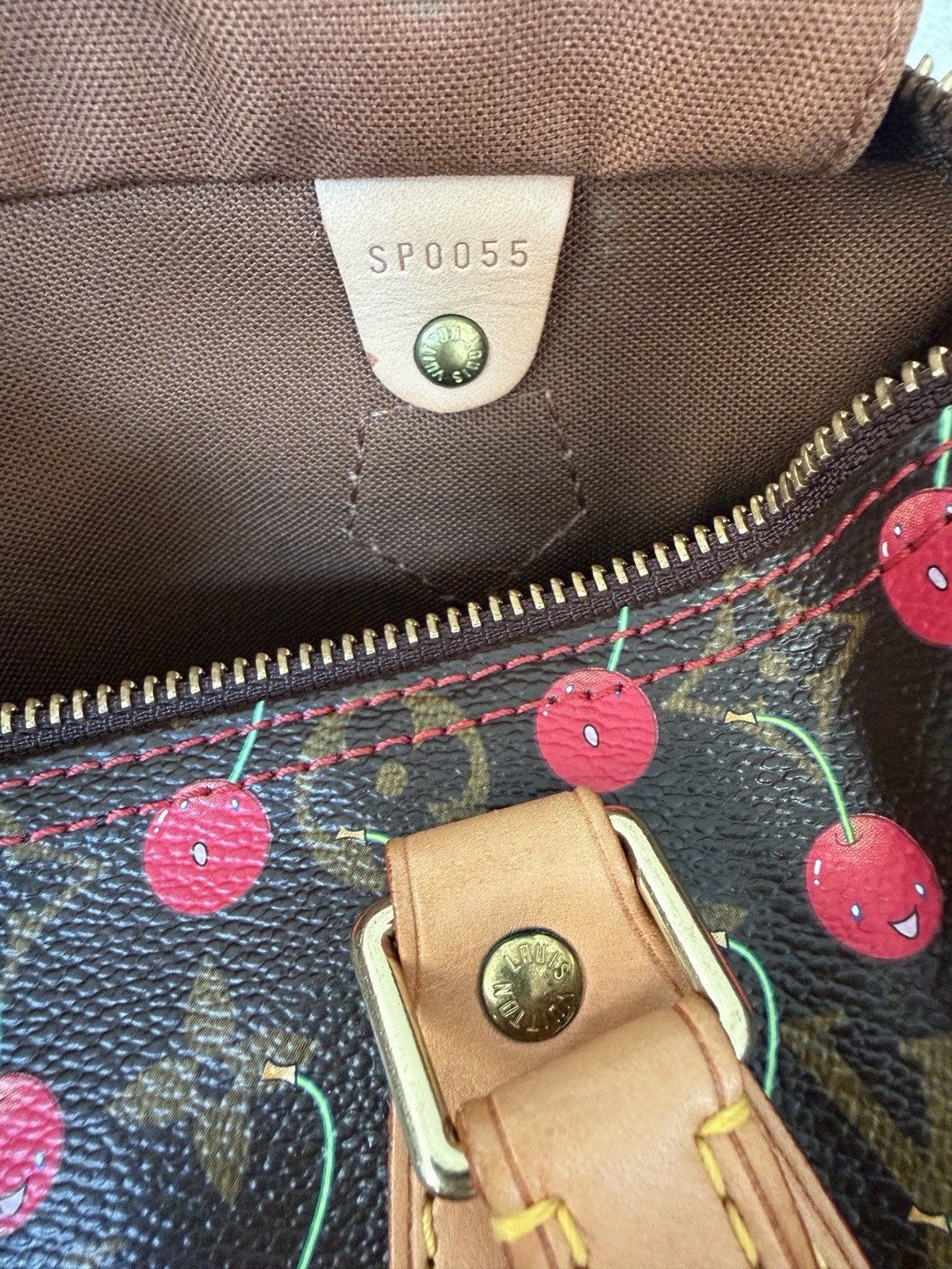 Louis Vuitton Speedy Satchel 25 Brown Canvas Monogram Cerises