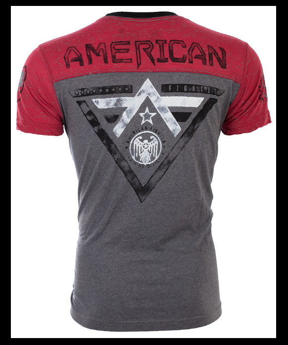 AMERICAN FIGHTER Charcoal Red ALASKA Athletic Graphic T-shirt NWT