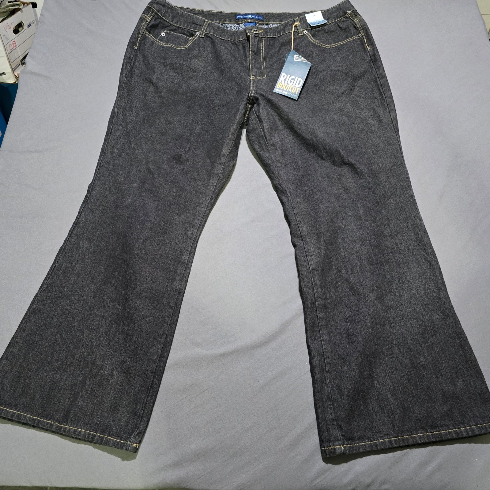 new Avenue Bootcut Jeans Women 22 Dark Wash Rigid Denim Contrast Stitching