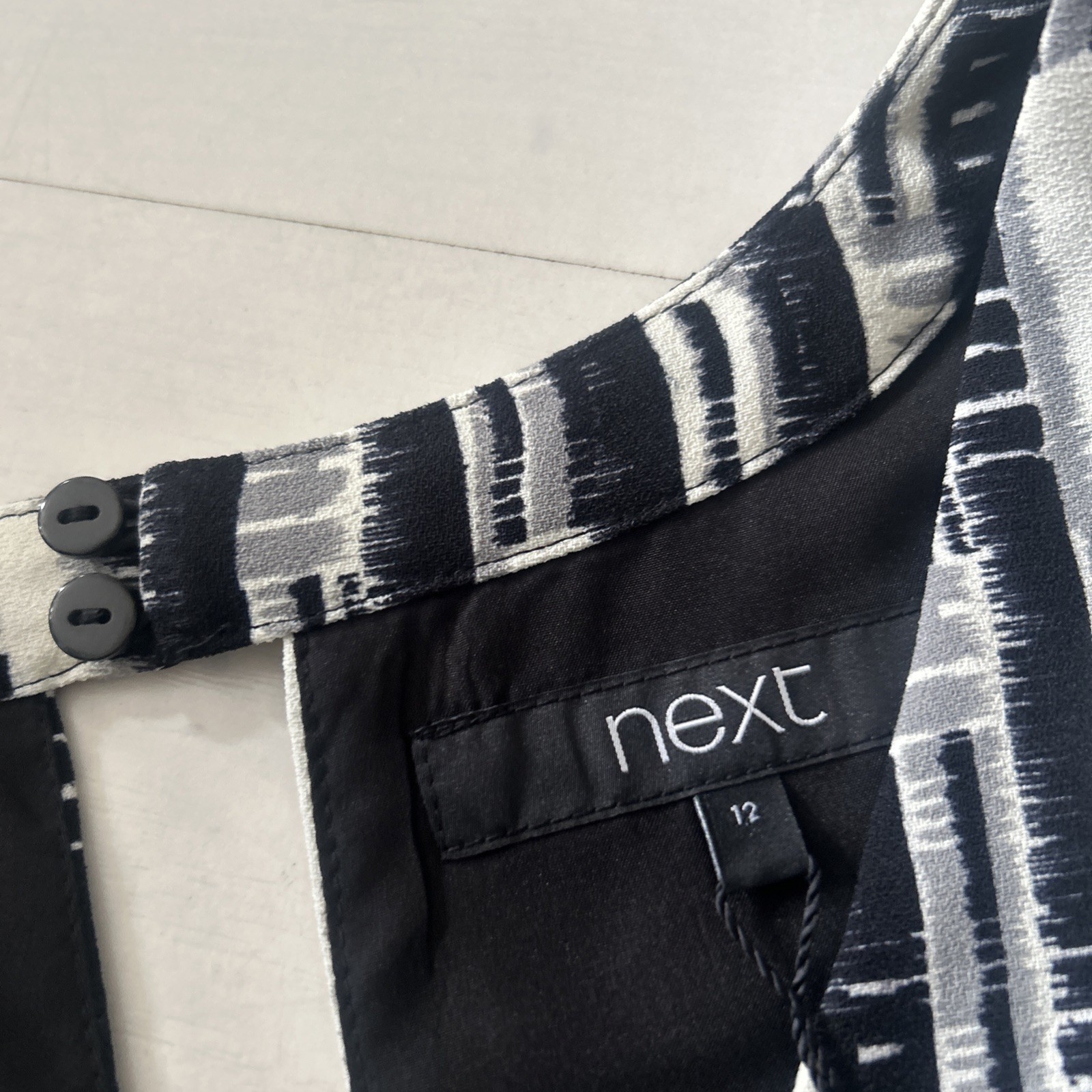 Next Black Grey White Printed Tunic Shift Dress New Tags 12 Work Office Summer
