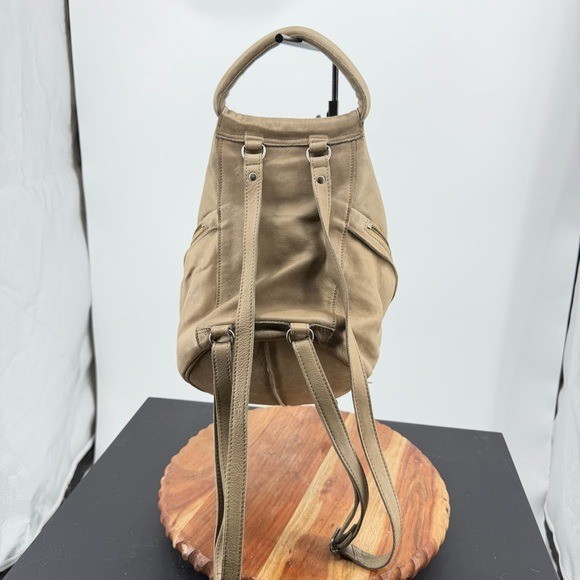 Cut N Paste beau taupe Distressed Genuine Leather Backpack purse