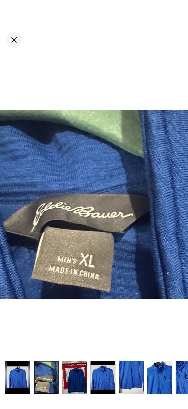 Eddie Bauer Men’s XL Blue 1/4 Zip Fleece Pullover Mock Neck w/ Pockets