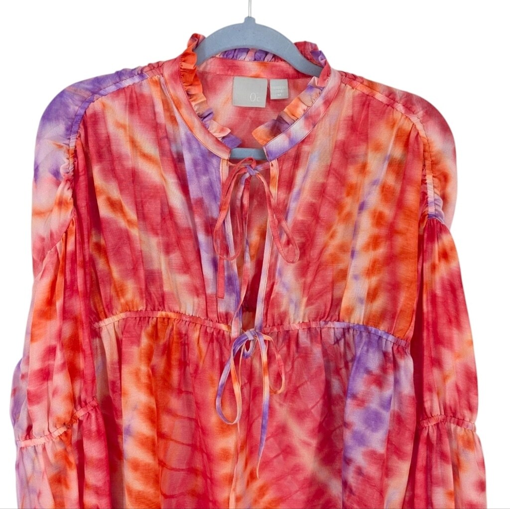 Zero Degrees Celsius Colorful Blouse Lightweight Anthro Boho Tie-Dye SZ medium