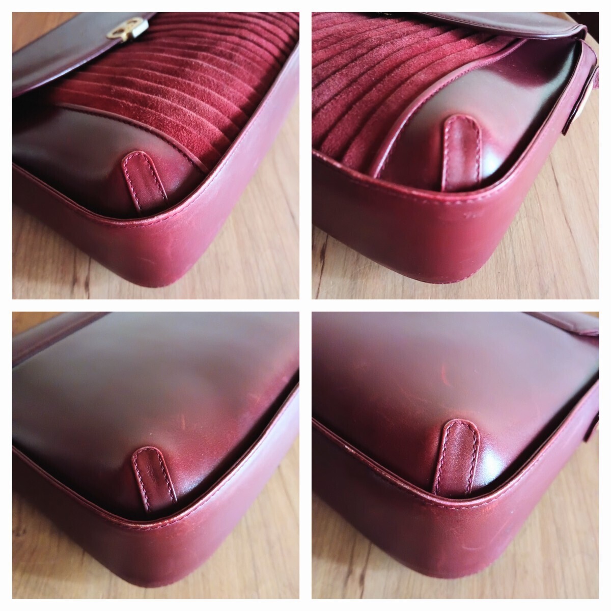 Vintage Celine Leather Shoulder Bag Bordeaux Gold Turn Lock Adjustable Strap 76