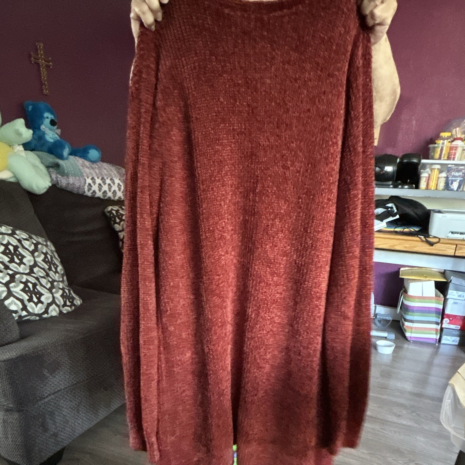 Matty M Women’s Red Knit Open Front Cardigan Sweater Long Sleeve Solid XXL