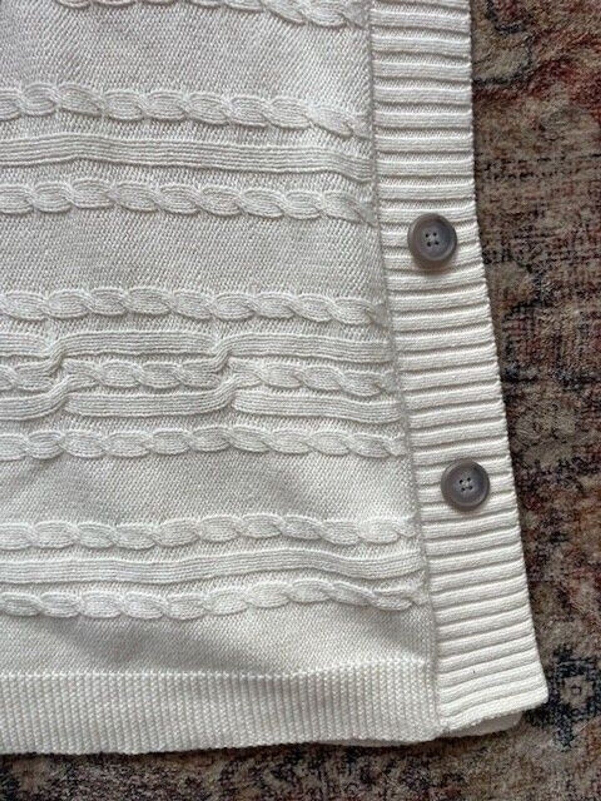 BANANA REPUBLIC Cable Knit Poncho Cape Sweater Oversized Ivory Sz M L XL Button
