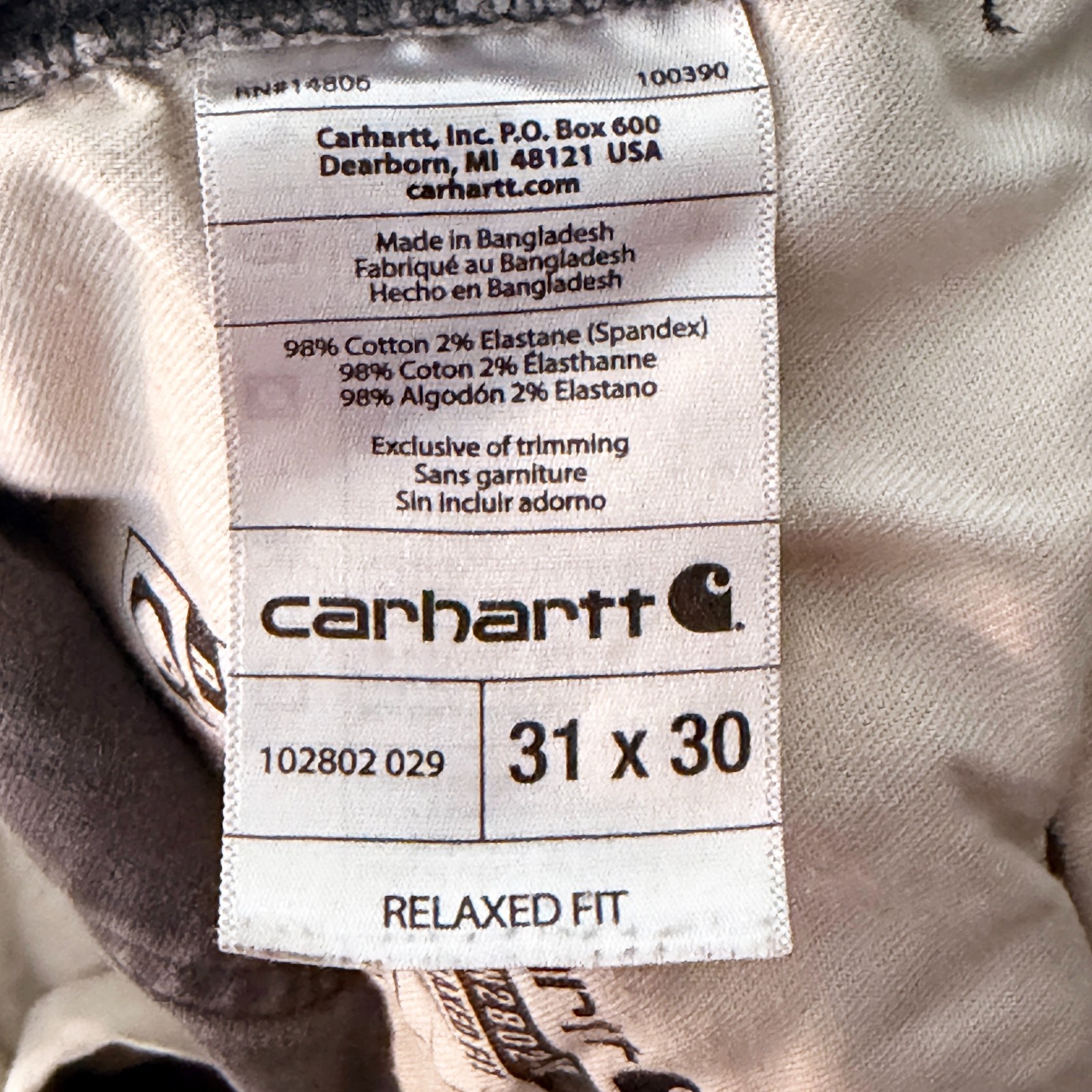 Carhartt 102802 Double Front Utility Pants Mens 31×30 Grey Shadow Distressed