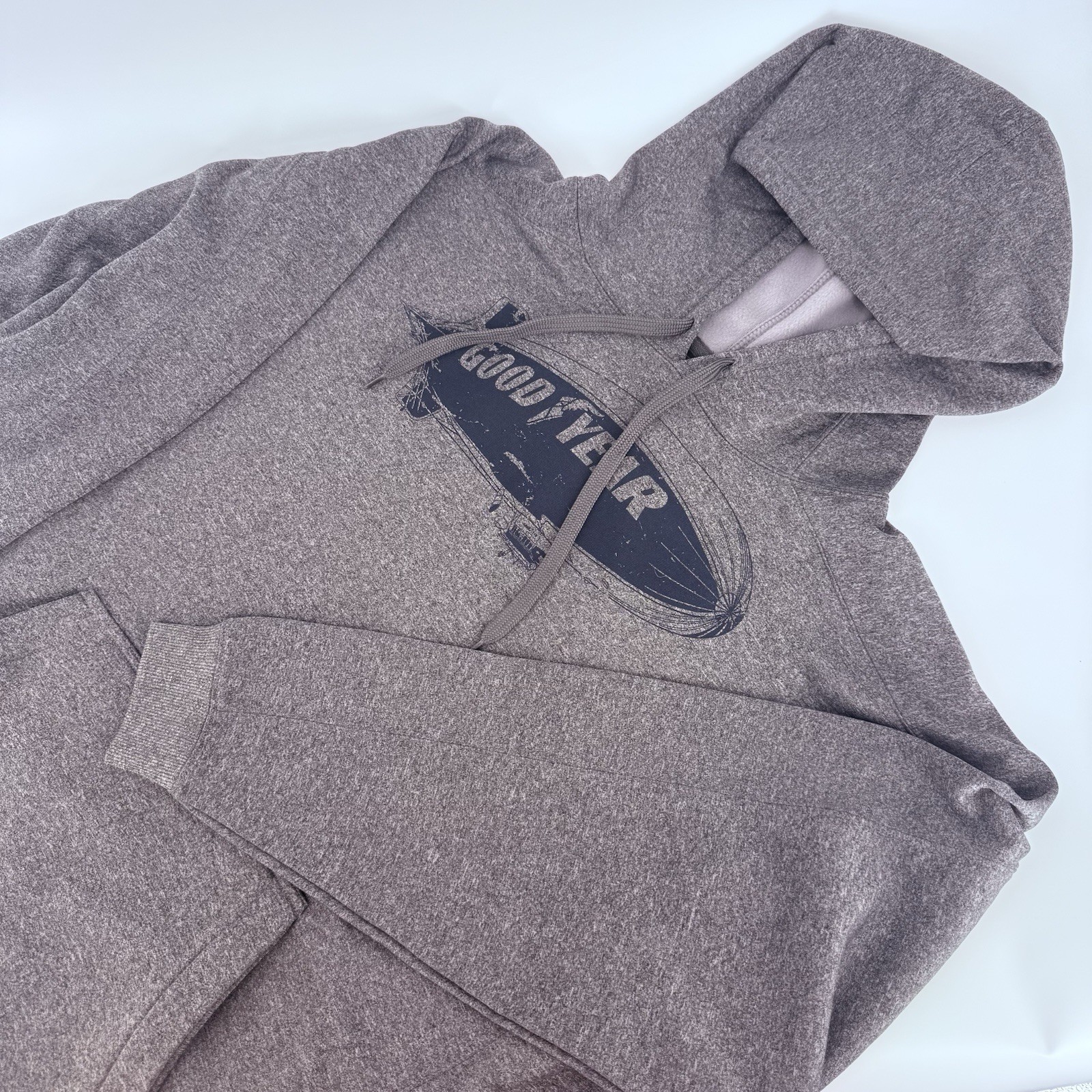 Vintage Goodyear Blimp Mens Sweatshirt Hoodie XXL Gray Double Kangaroo Pocket