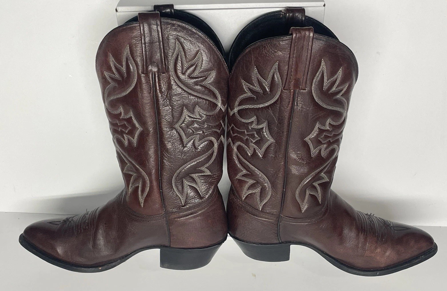 J Chisholm Western Cowboy Boots Cherry Brown Handcrafted USA Men’s Size 10 D