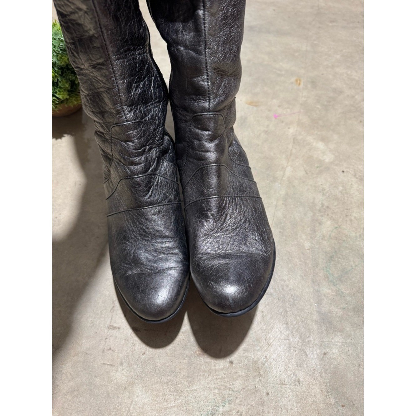 Born Bullock Pewter Knee High Boots Size 9.5 Metallic Heeled concert festival