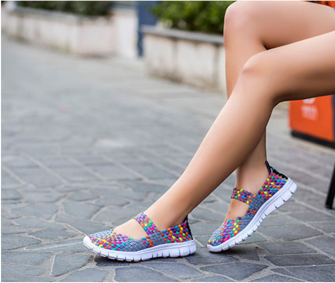 Women Woven Light Weight Elastic Trainer Comfort Slip On Sport Water Shoes WS79