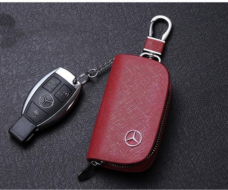 Car Key Bag Genuine Leather Mercedes-Benz Key Pouch Premium Leather Key Holder