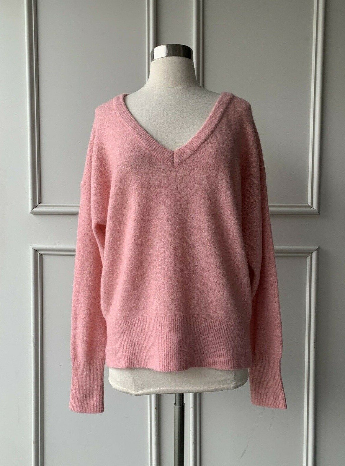 COUNTRY ROAD relaxed V-neck fluffy knit rose SIZE: XXS,XS,S,M,L,XL,8,10,12,14,16