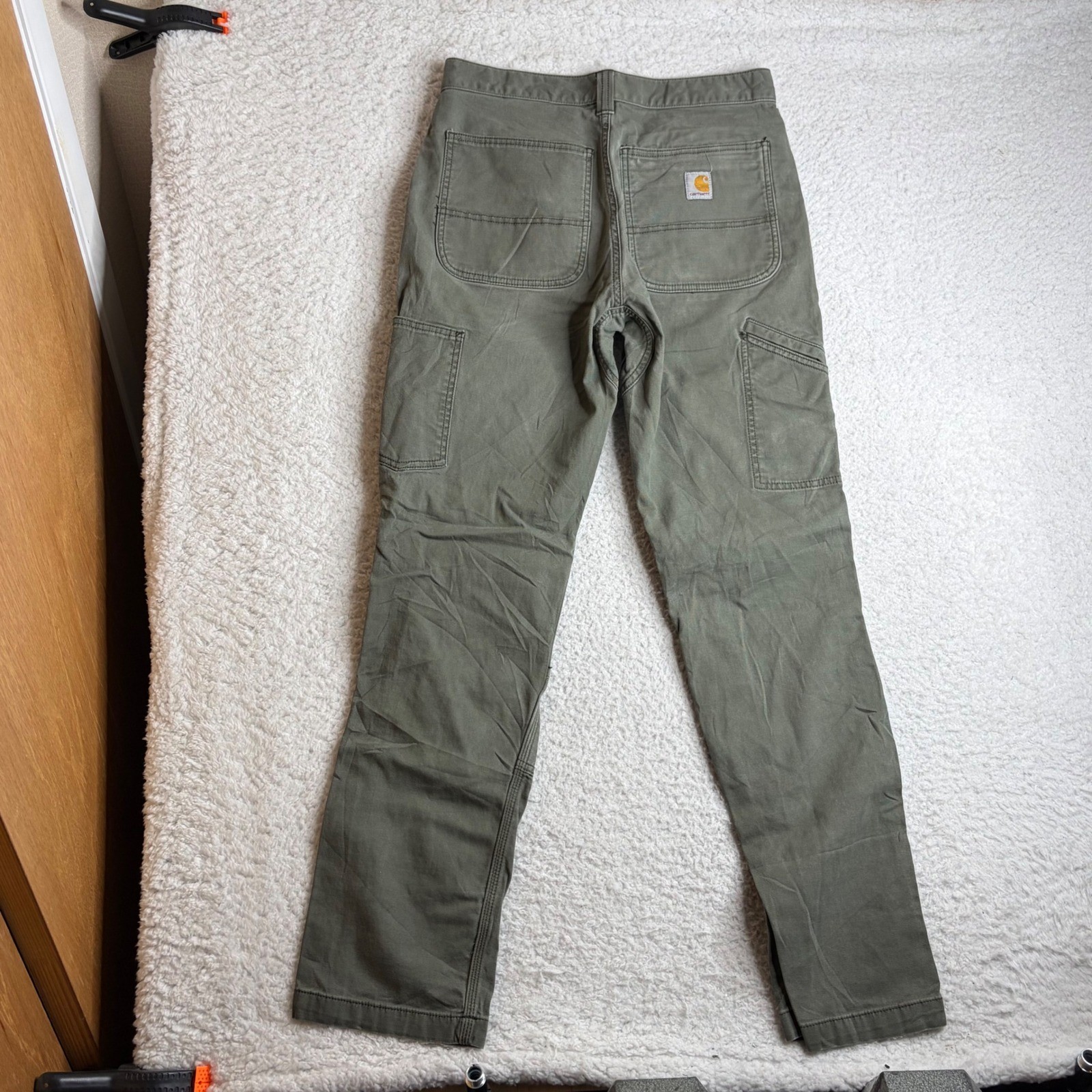 Carhartt Relaxed Fit double knee front Pants Moss Green 31×34 (32) 102802 MOS