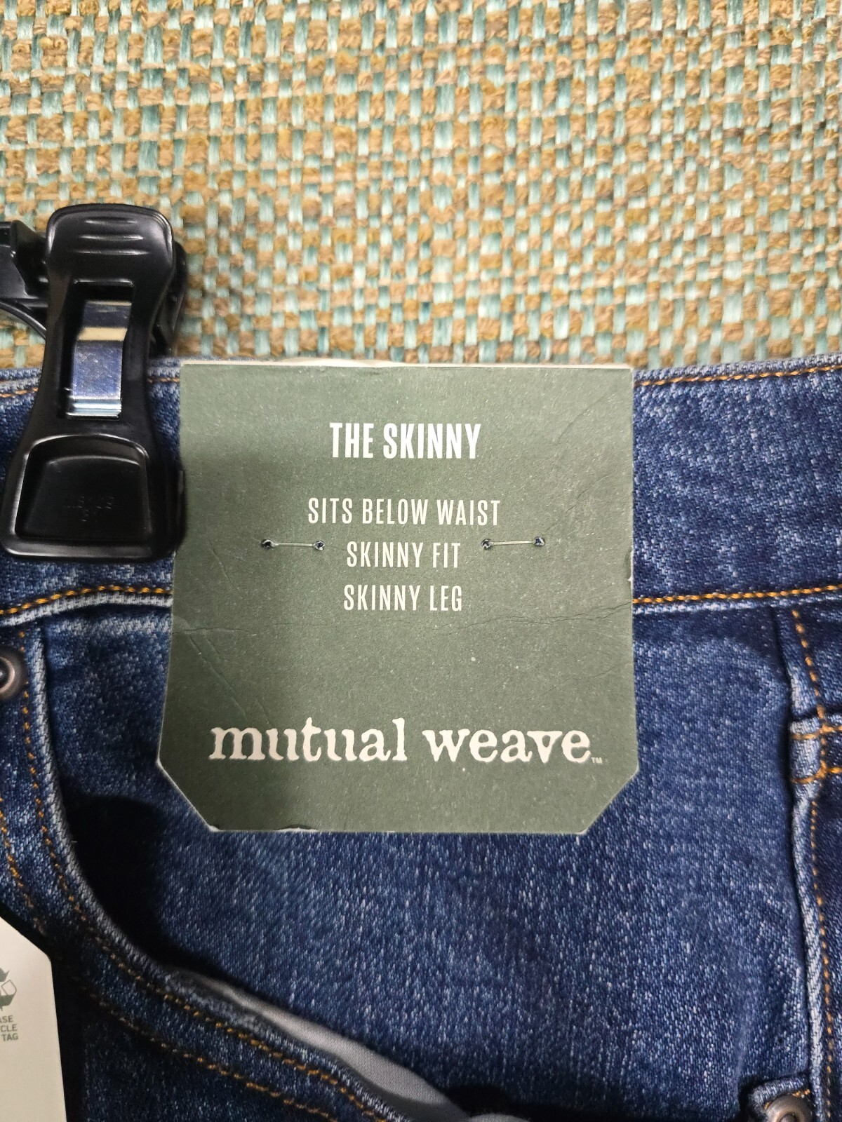 Mutual Weave Womens Jeans 40×32 NWT Blue Skinny Fit Skinny Leg Sits Below Waist