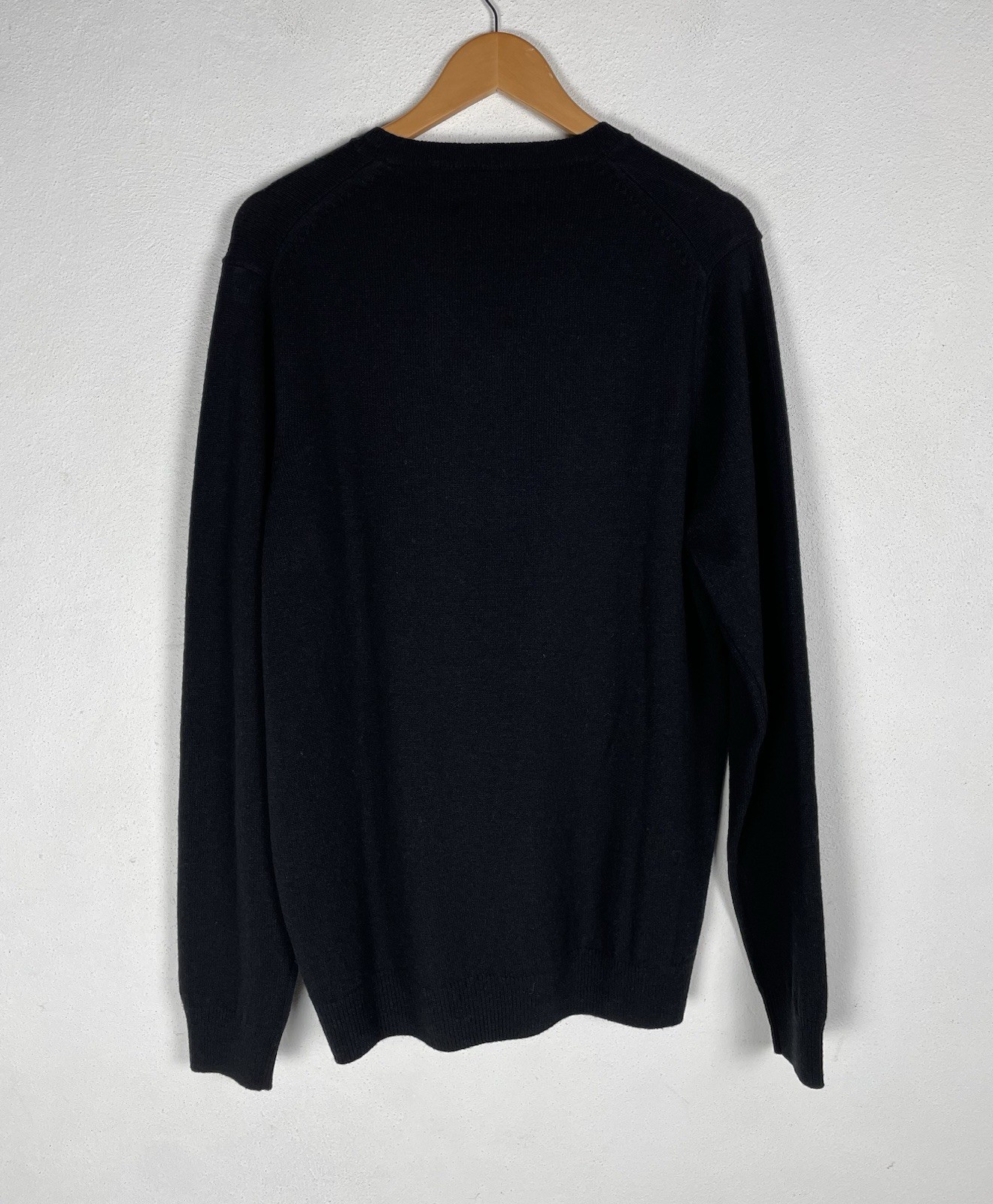 BNWT M&S Men’s Black Extra Fine Lambswool V-Neck Jumper Size XL 44-46”CH