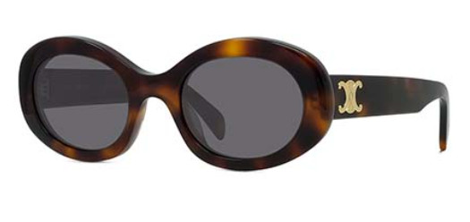 Celine Triomphe CL40194U 53A Shiny Havana/Smoke Oval Women’s Sunglasses