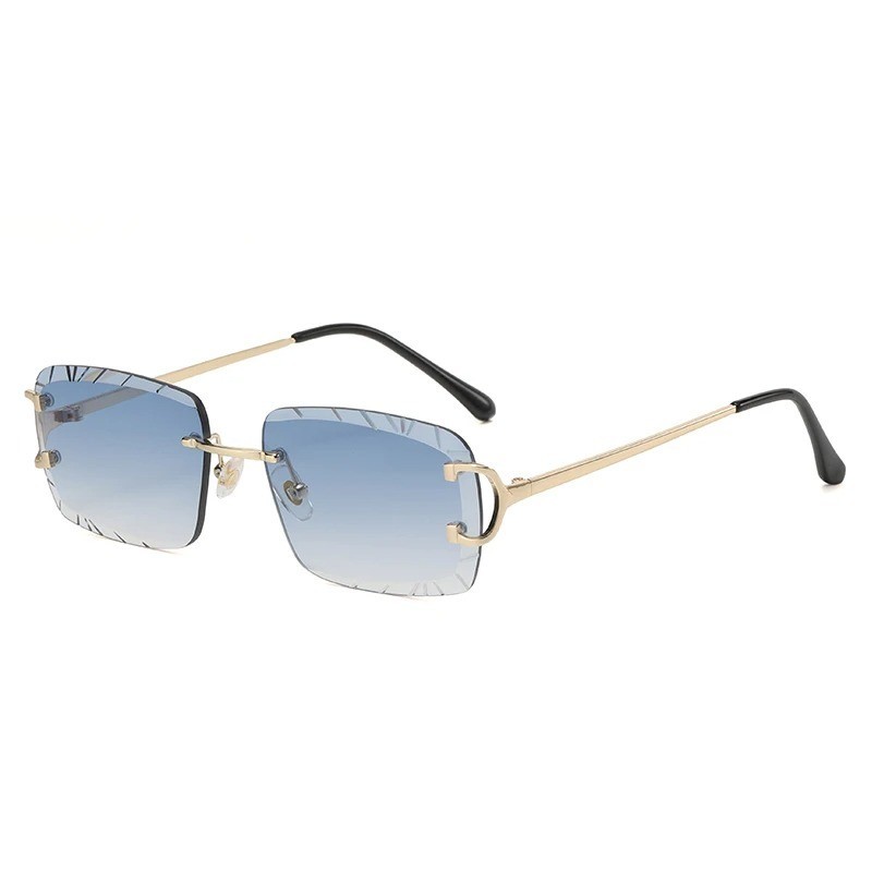 USA- Big C Diamond Cut Fade Frameless Lens Gold Frame in Box