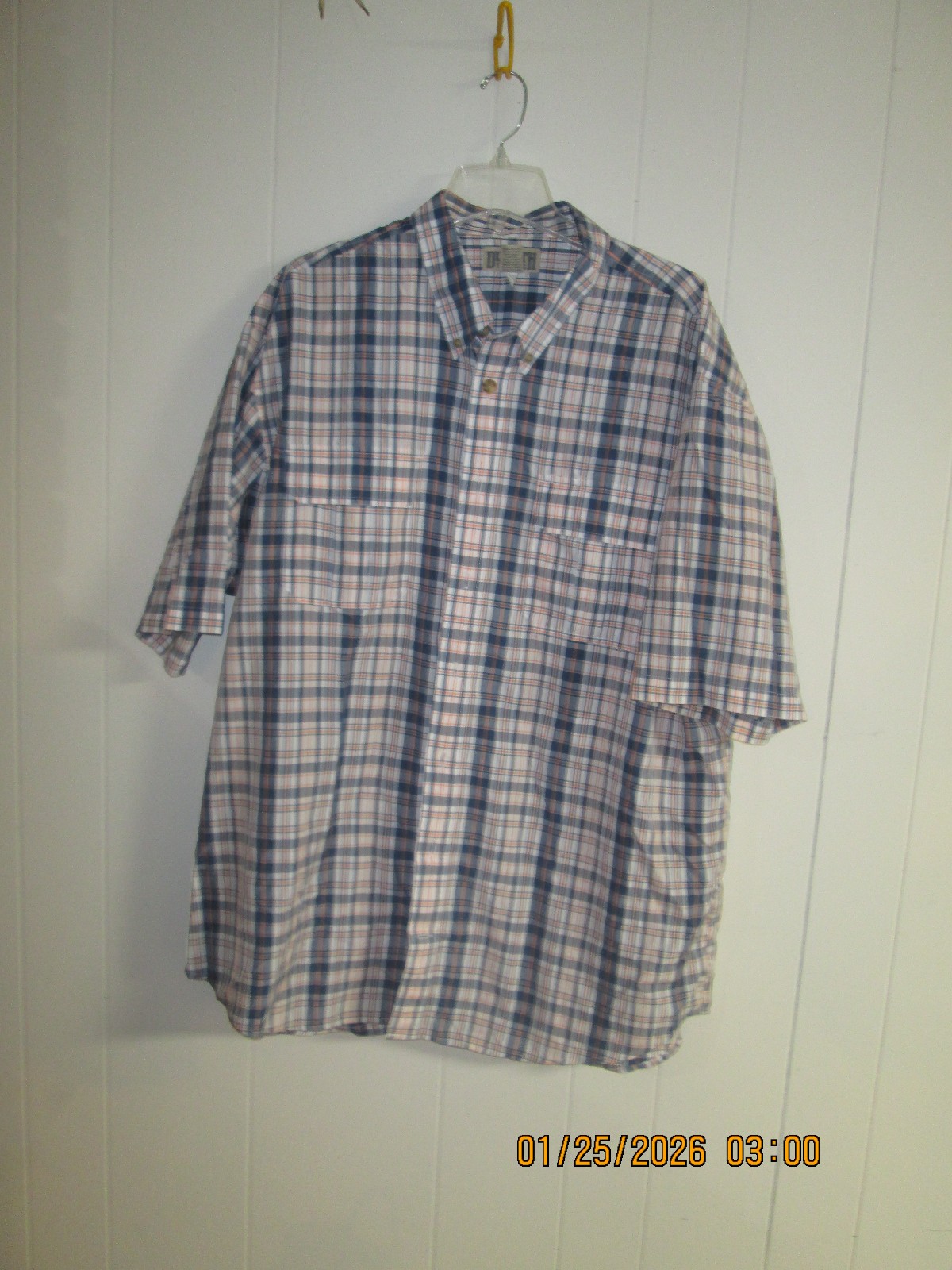 Shades of Blue Men’s Plaid Duluth Trading Short Sleeved Shirt 2XL Tall