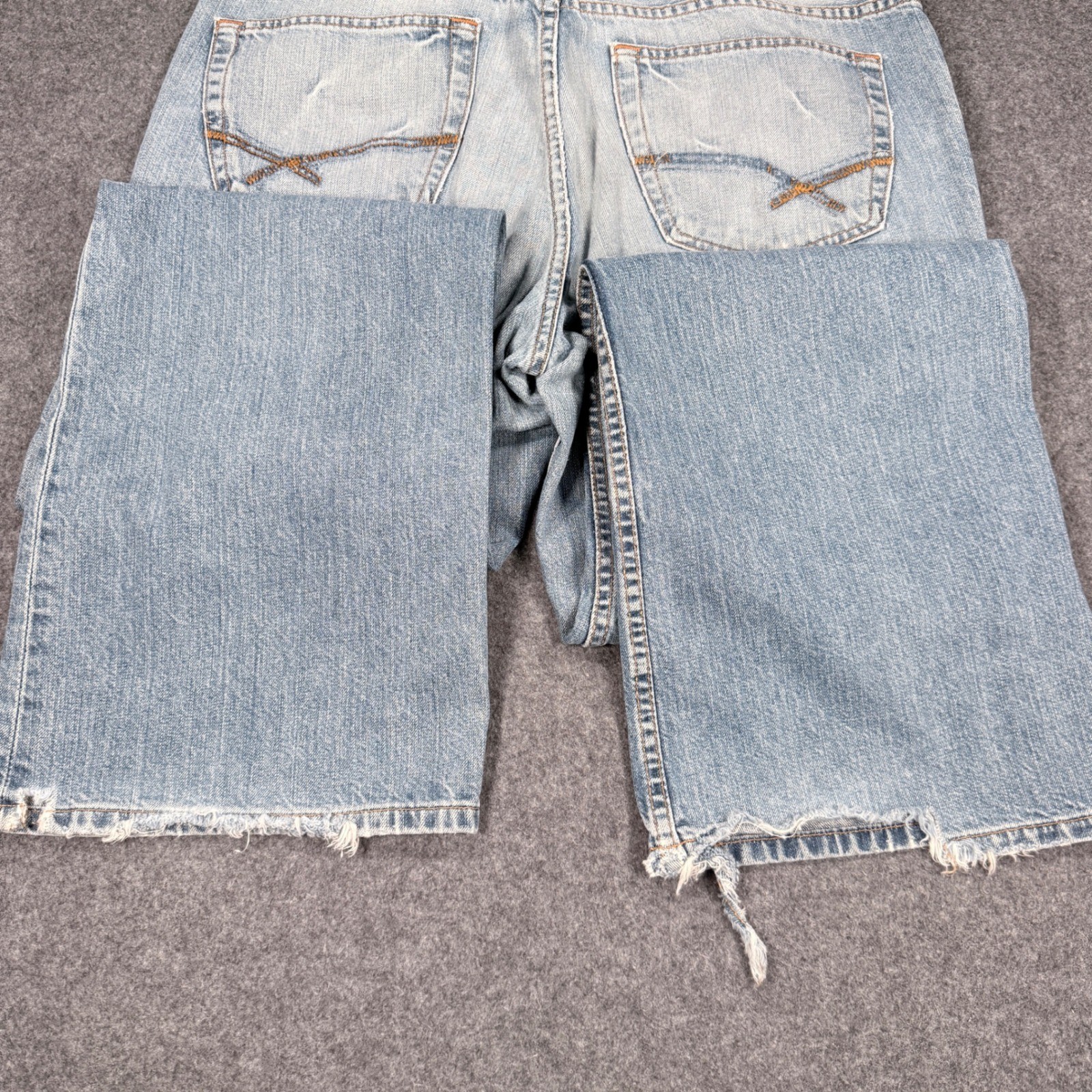 BKE Alec Mens Light Wash Distressed Bootcut Denim Jeans 100% Cotton 38×32