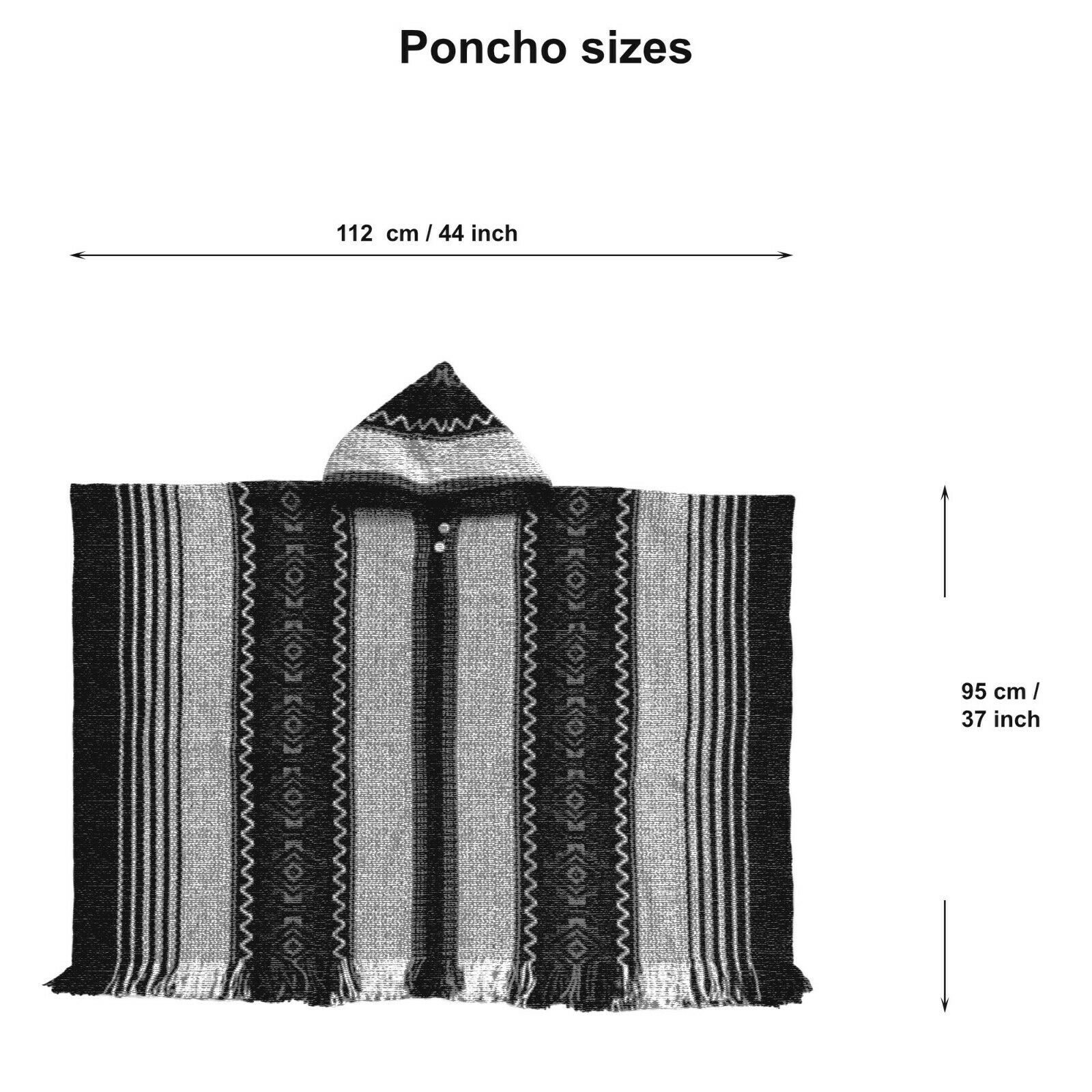LLAMA WOOL MENS UNISEX SOUTH AMERICAN HANDWOVEN PONCHO CAPE COAT JACKET CLOAK