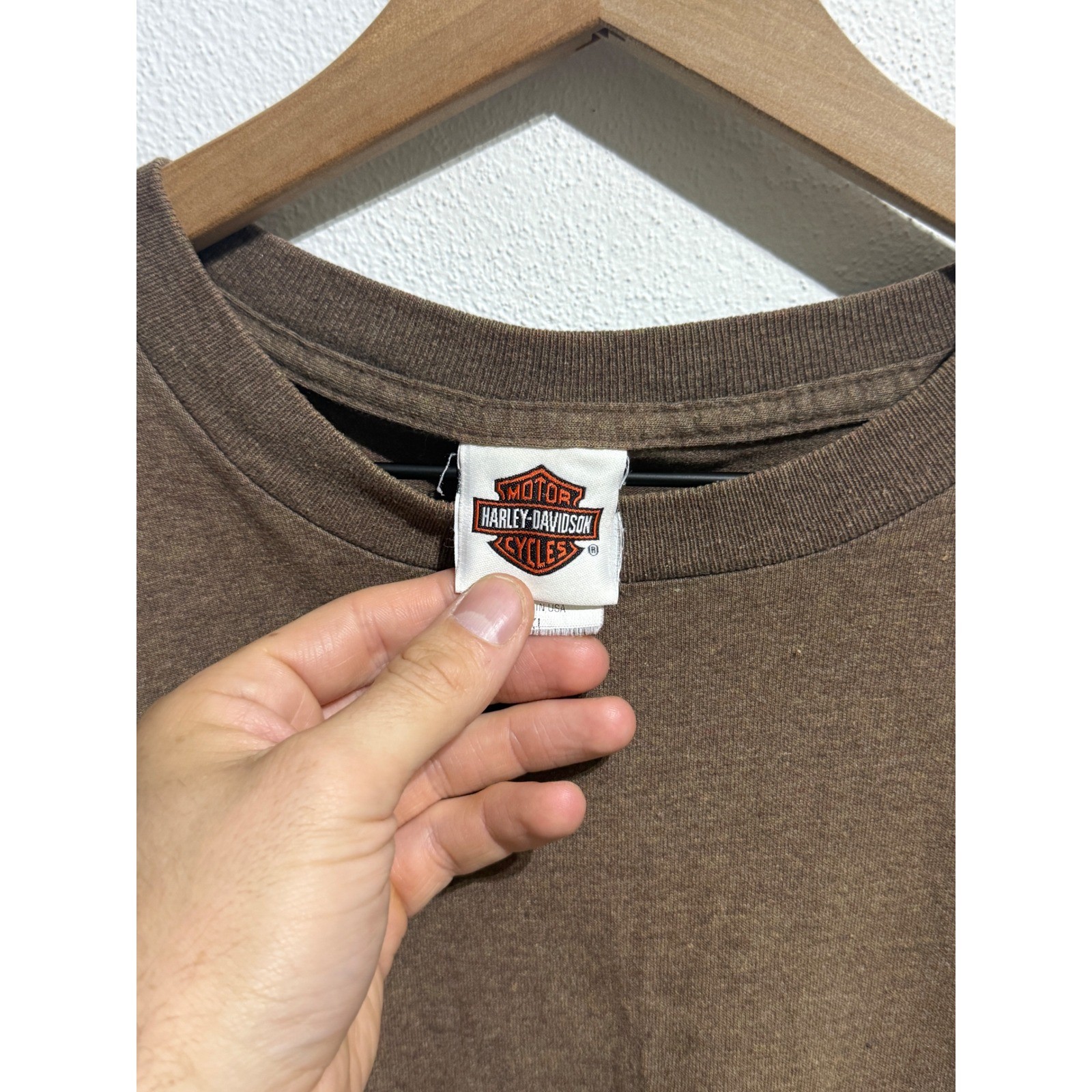 Harley Davidson Smoky Mountain Dragon Pocket T-Shirt Brown Mens XL 2007 USA Made
