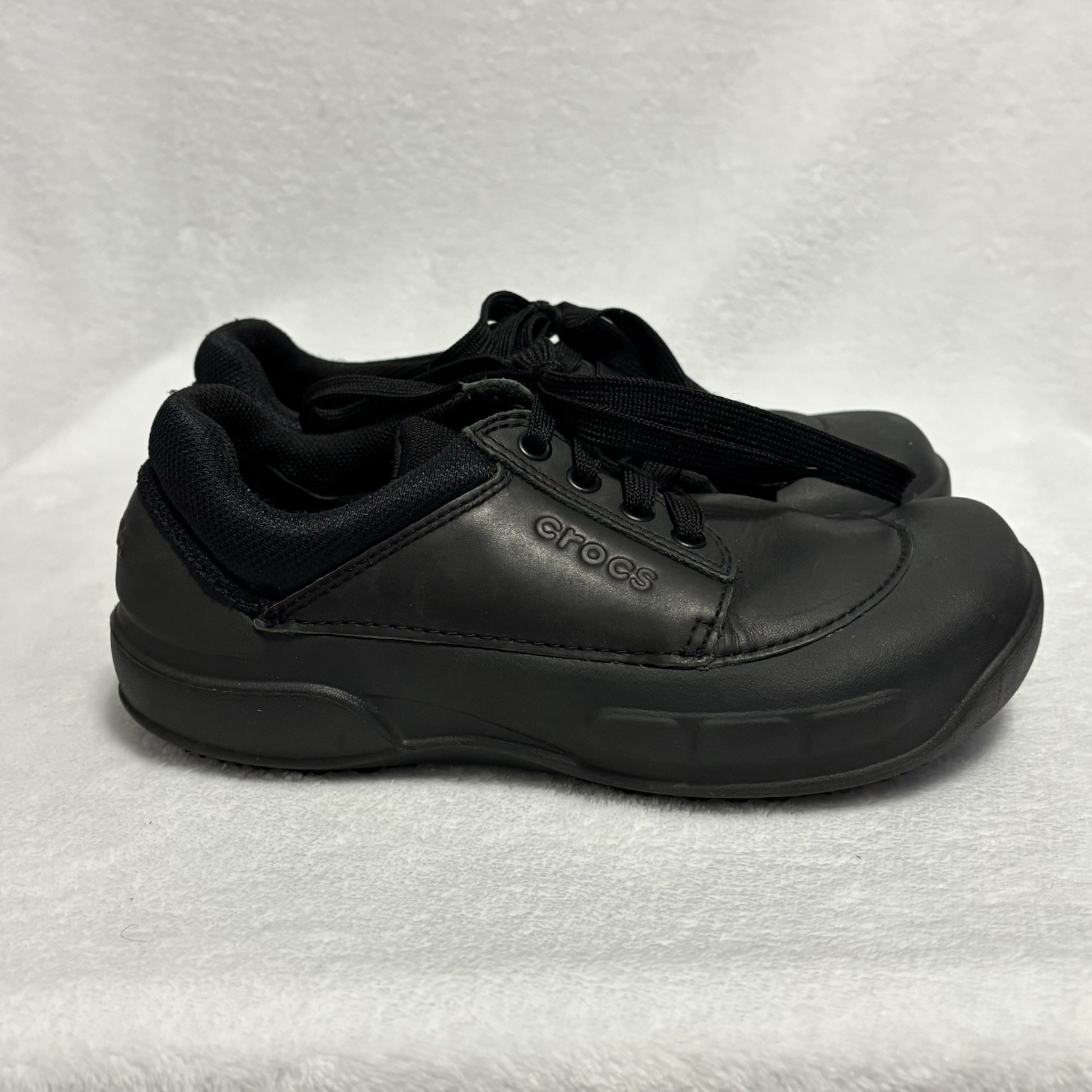 Crocs Velocity Lace Up Work Shoes Black Slip Resistant M7 W9