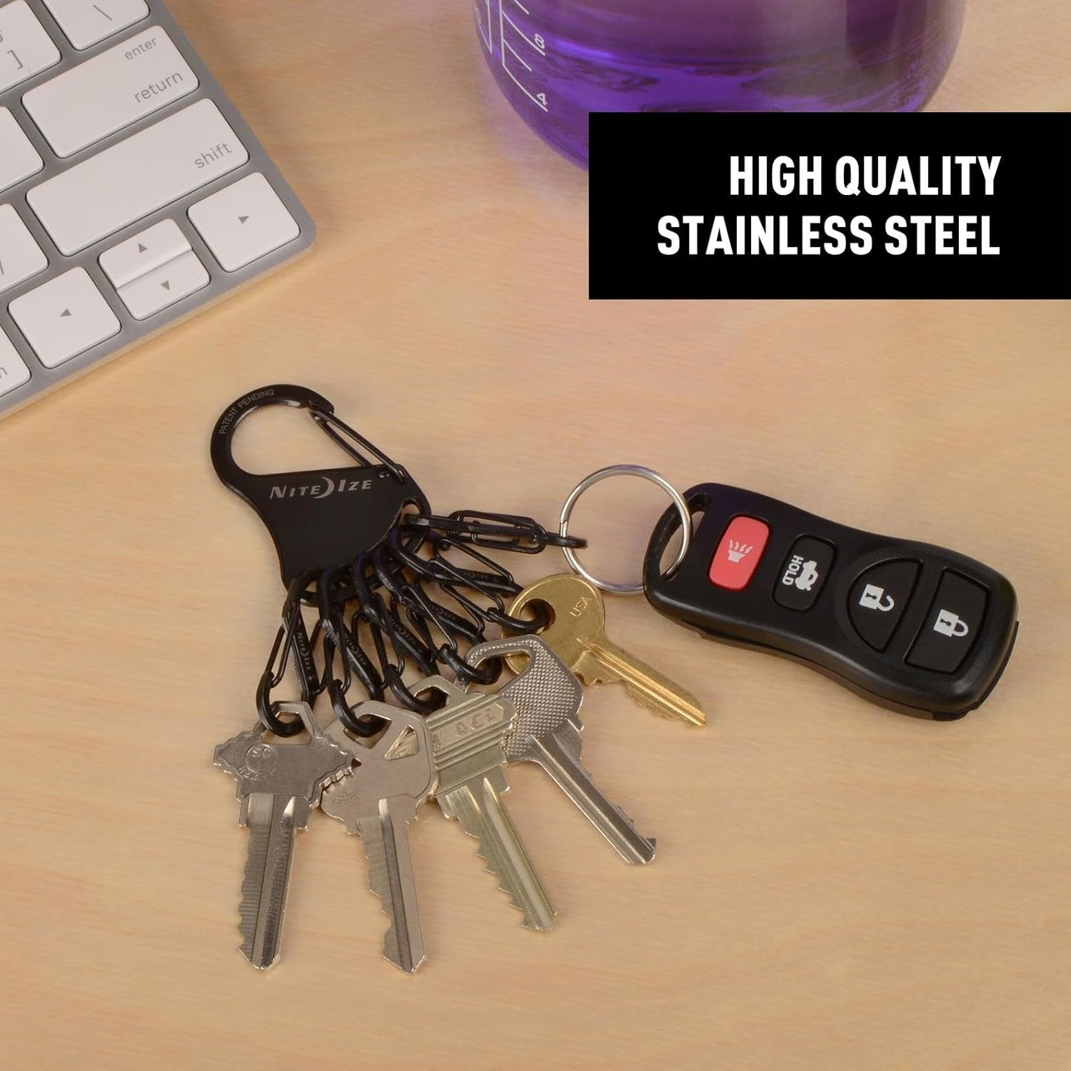 Nite Ize KeyRack Steel w/ Stainless Steel Mini S-Biners – Black