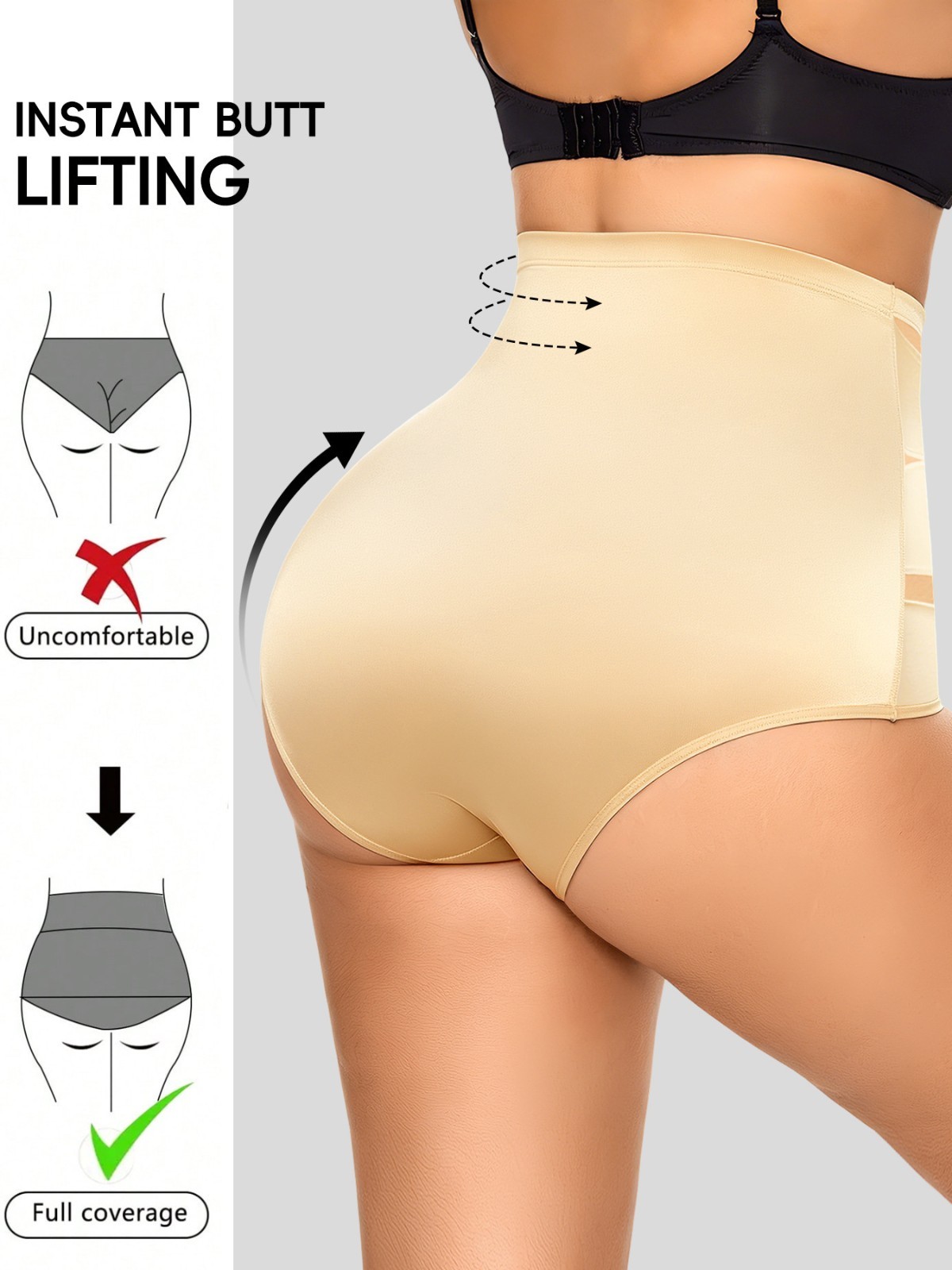 1 Pack High Waist Tummy Control Panties Shaping Cross Strap Briefs Women