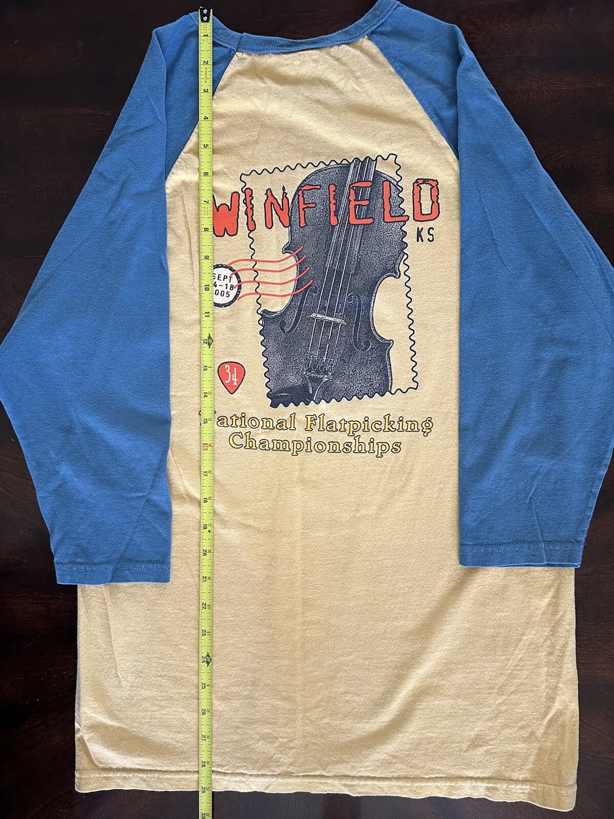 Winfield Kansas 34th Walnut Valley Bluegrass Festival Small Baseball 3/4 Sleeve