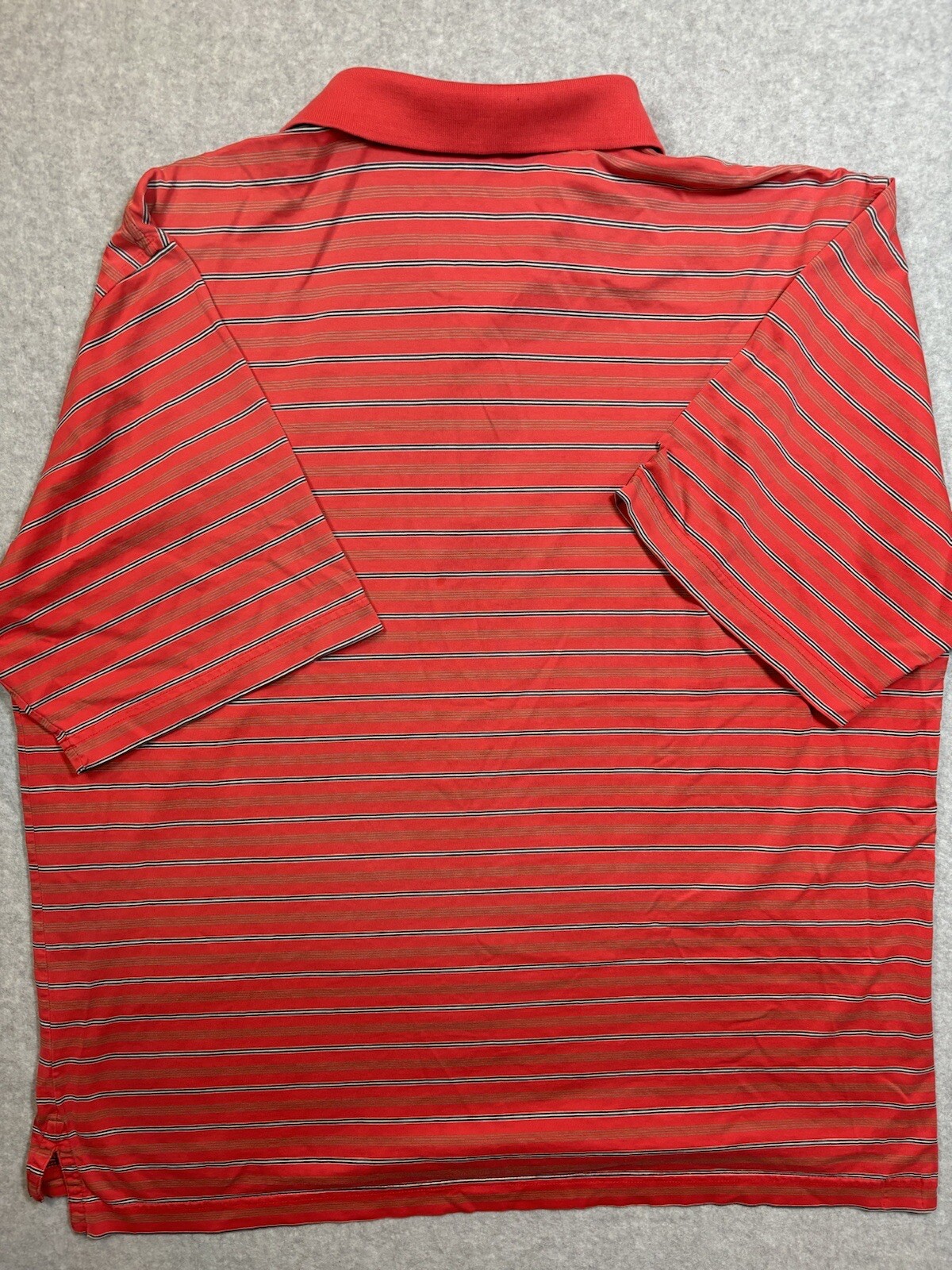 Peter Millar Golf Polo – Red With White And Black Stripes – Size Large