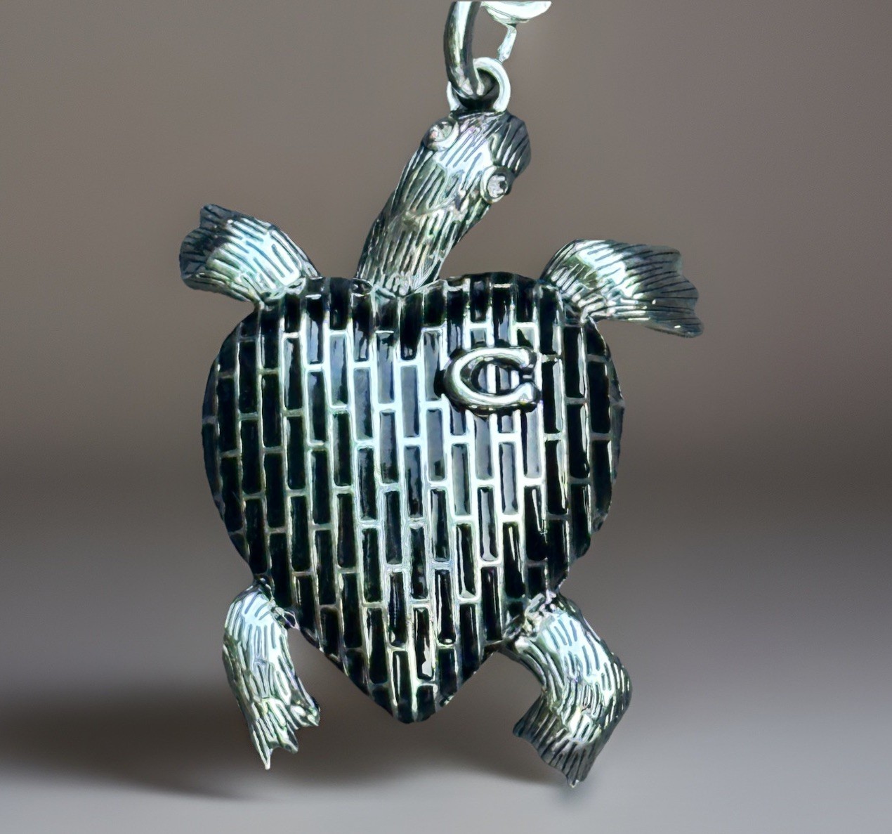 Graphite Black Turtle Bag Charm Keychain | Premium Velvet Dust Bag Included