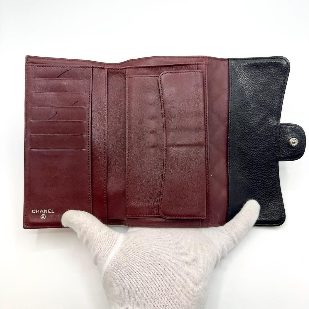 Chanel Caviar Skin Matelass Trifold Long Wallet CHANEL